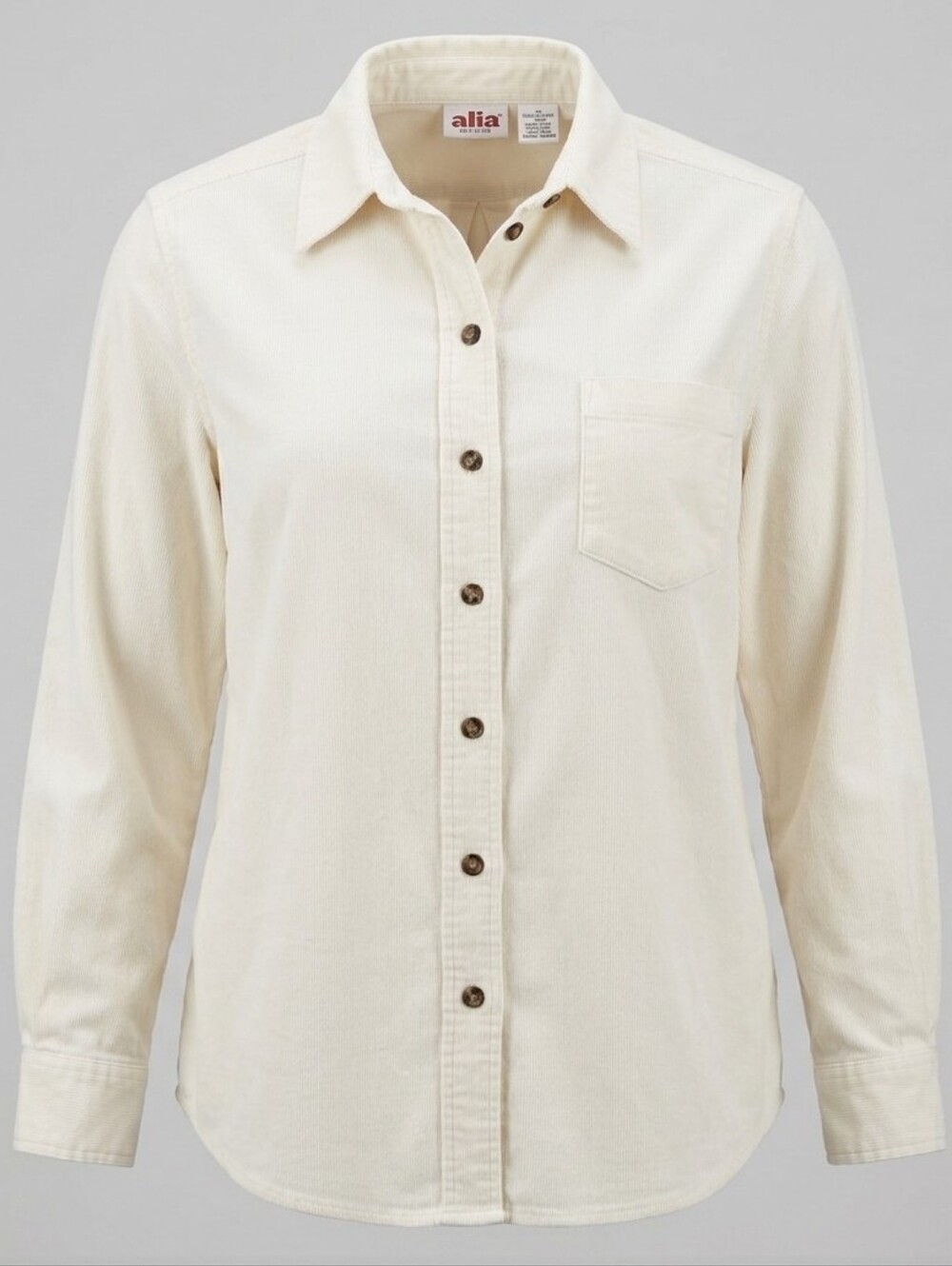 Vintage Alia White Capsule Cotton Button-Down Corduroy Women's Shirt Size 14